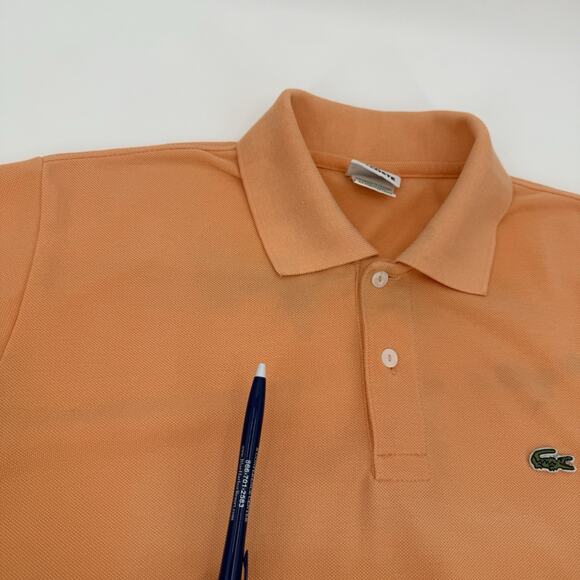 Lacoste Men's OrangeShort Sleeve Polo Shirt Crocodile Logo Size 6 XL *STAINS* - Picture 7 of 9